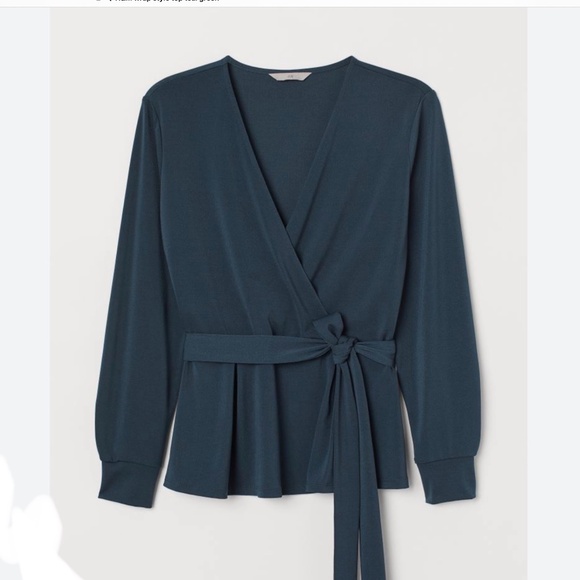 H&M Dark Teal Wrap Top - Picture 5 of 6